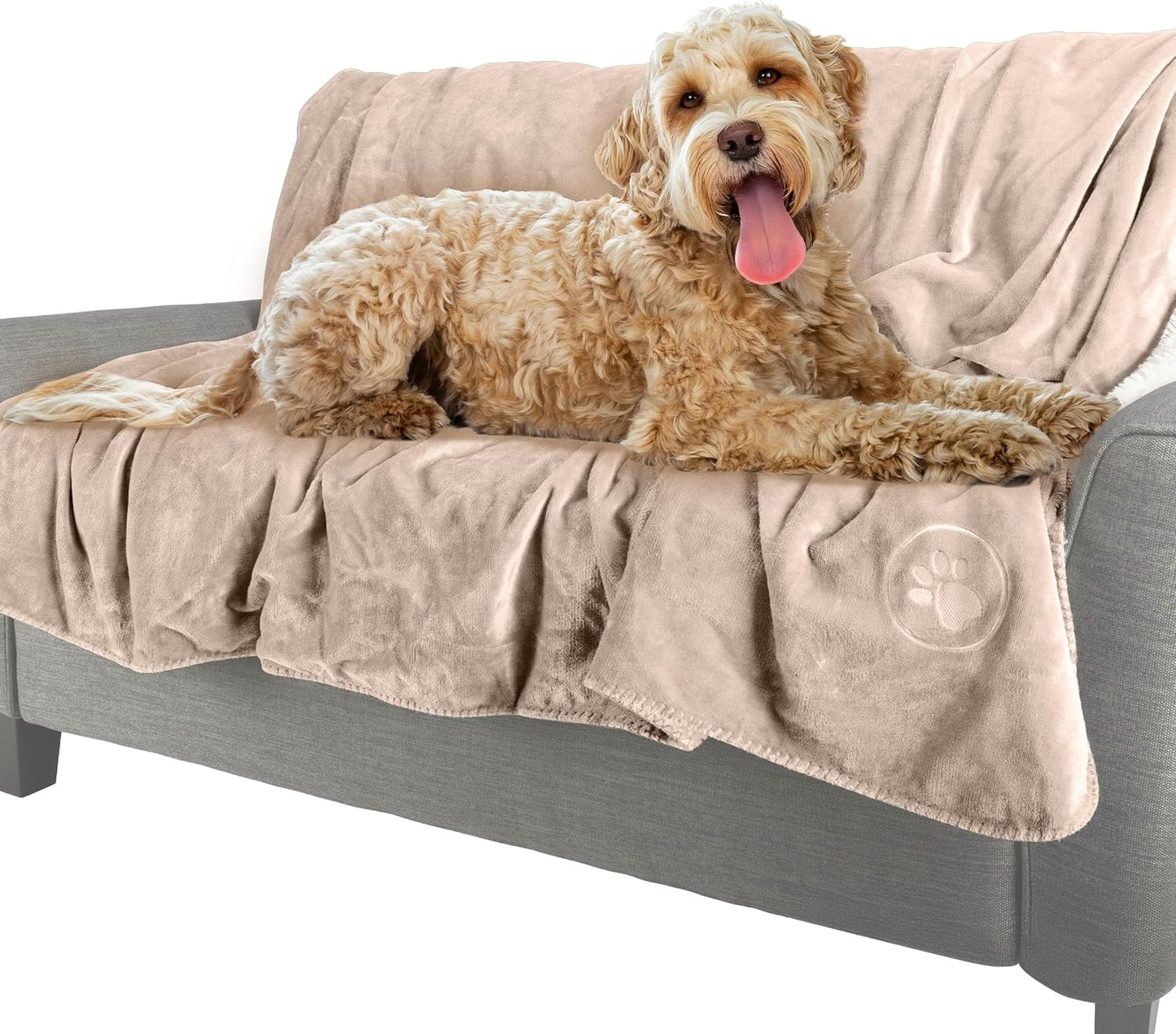 Waterproof Pet Blanket - 50x60-Inch Reversible Sherpa Fleece Throw Protects Couches, Cars, and Beds from Spills, Stains, and Fur by PETMAKER (Gray)