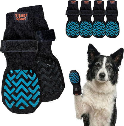 Anti-Slip Socks for Dogs - Breathable & Washable Non Slip Grippy Socks, Rubberized Paw & Adjustable Strap, Secure Fit to Prevent Slipping, Paw Protection for Senior Dogs, 4 Pack (Size XL)