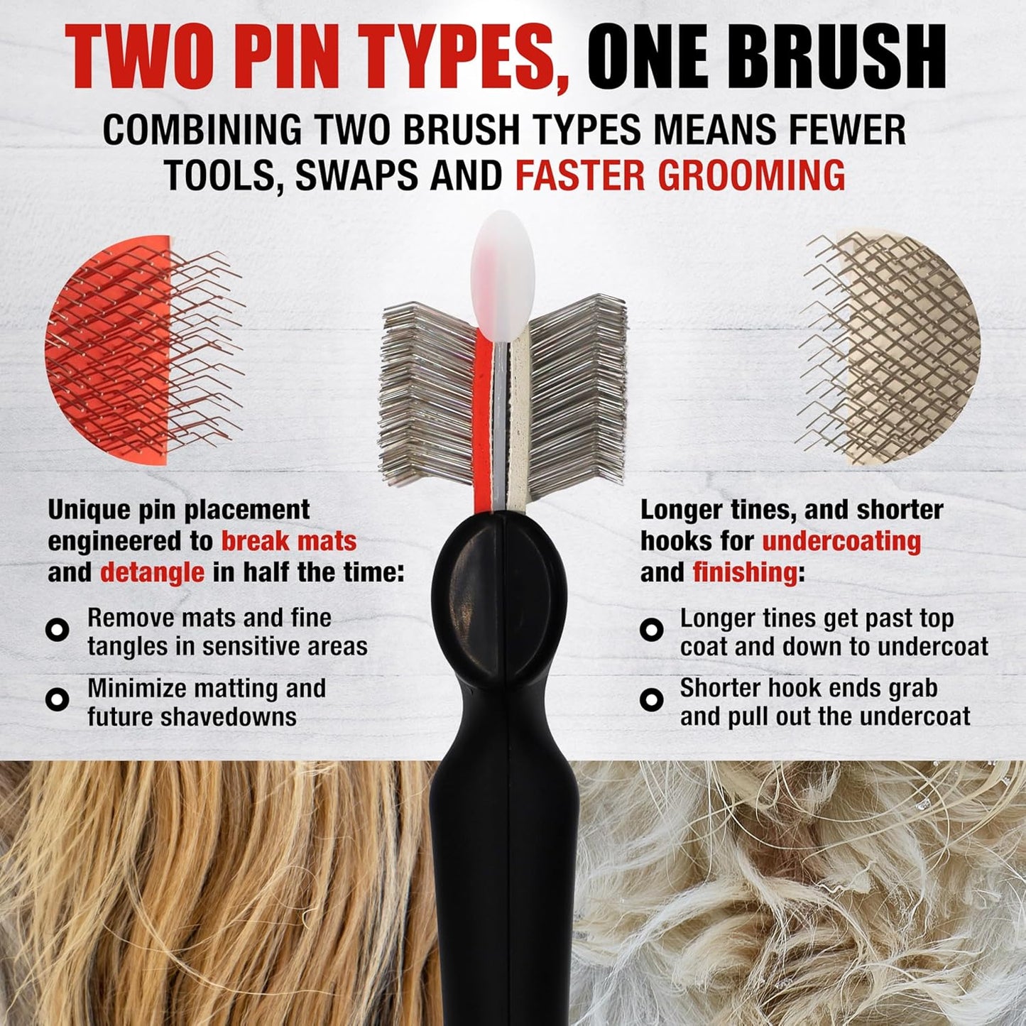 FlexIt Home - Flexible Slicker Brush for Dogs - Dog Grooming Brush for Poodles, Golden Doodles, Huskies, Retrievers, and Labradoodles - Professional 3-in-1 System & Video Trainings (Single, Soft Flex)