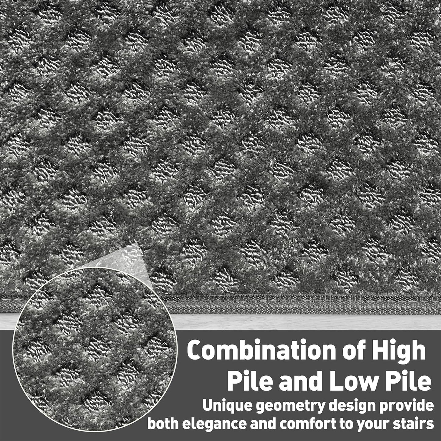 PURE ERA Bullnose Carpet Stair Treads Set Tape Free Non-Slip Indoor Stair Protectors Pet Friendly Rugs Covers Soft Skid Resistant Washable Reusable 9.5" x 30"(14 Pieces,Cream Gray)