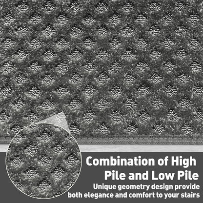 PURE ERA Bullnose Carpet Stair Treads Set Tape Free Non-Slip Indoor Stair Protectors Pet Friendly Rugs Covers Soft Skid Resistant Washable Reusable 9.5" x 30"(14 Pieces,Cream Gray)