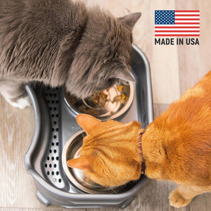 Neater Feeder Express Mess Proof Dog Bowls Elevated for Small Breeds under 15 Lb, Made in USA, No Spill Raised Dog Food Bowl Stand, Stainless Steel Food and Water Bowl Set, Feeding Station, Cappuccino