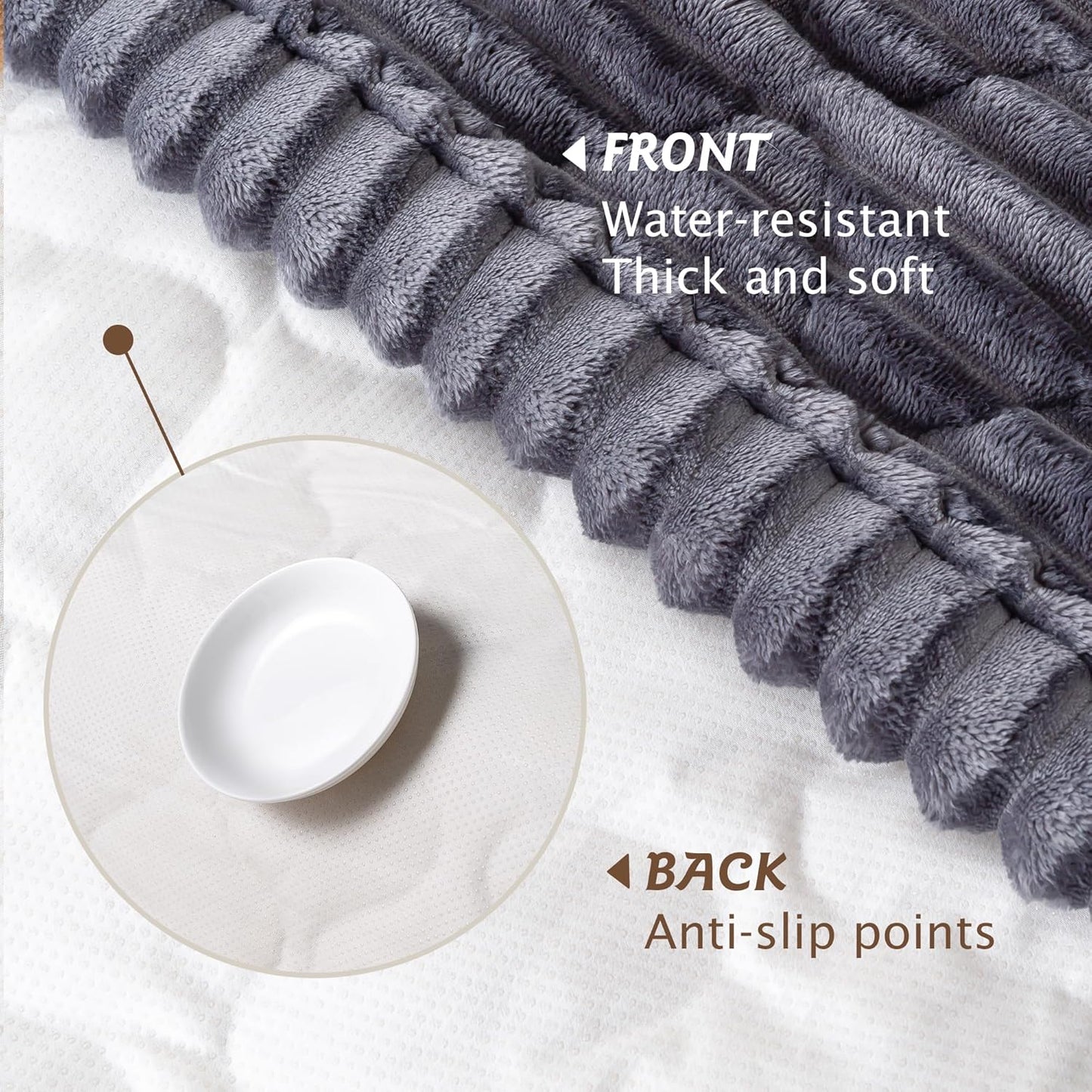PuTian 100% Waterproof Fuzzy Couch Cover for Dogs Washable Non-Slip Furniture Cover Pet Friendly Dog Mat for Couches and Sofas White 27.6''x59'' 70cmx150cm