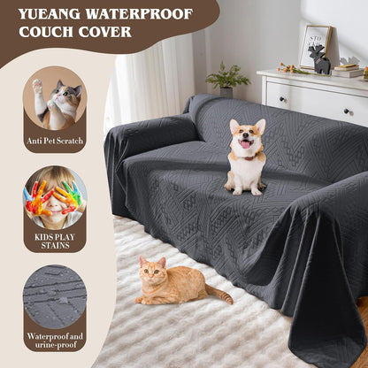 Waterproof Couch Cover, Reversible, Pet-Friendly, Washable and Anti-Slip Couch Covers for Sofa Protection with 3 Cushions, Sofa Slipcovers for Dogs and Cats (71×118in/Brown)