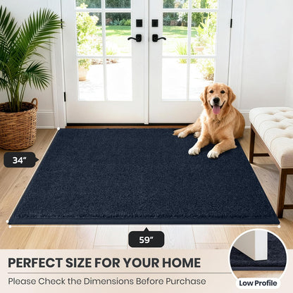 PURRUGS Dirt Trapping Door Mat 20" x 31.5", Non-Slip Machine Washable Entryway Rug, Dog Doormat, Indoor Front Door Mat, Super Absorbent Entry Rug for Muddy Shoes & Paws, Bluish Grey-Black