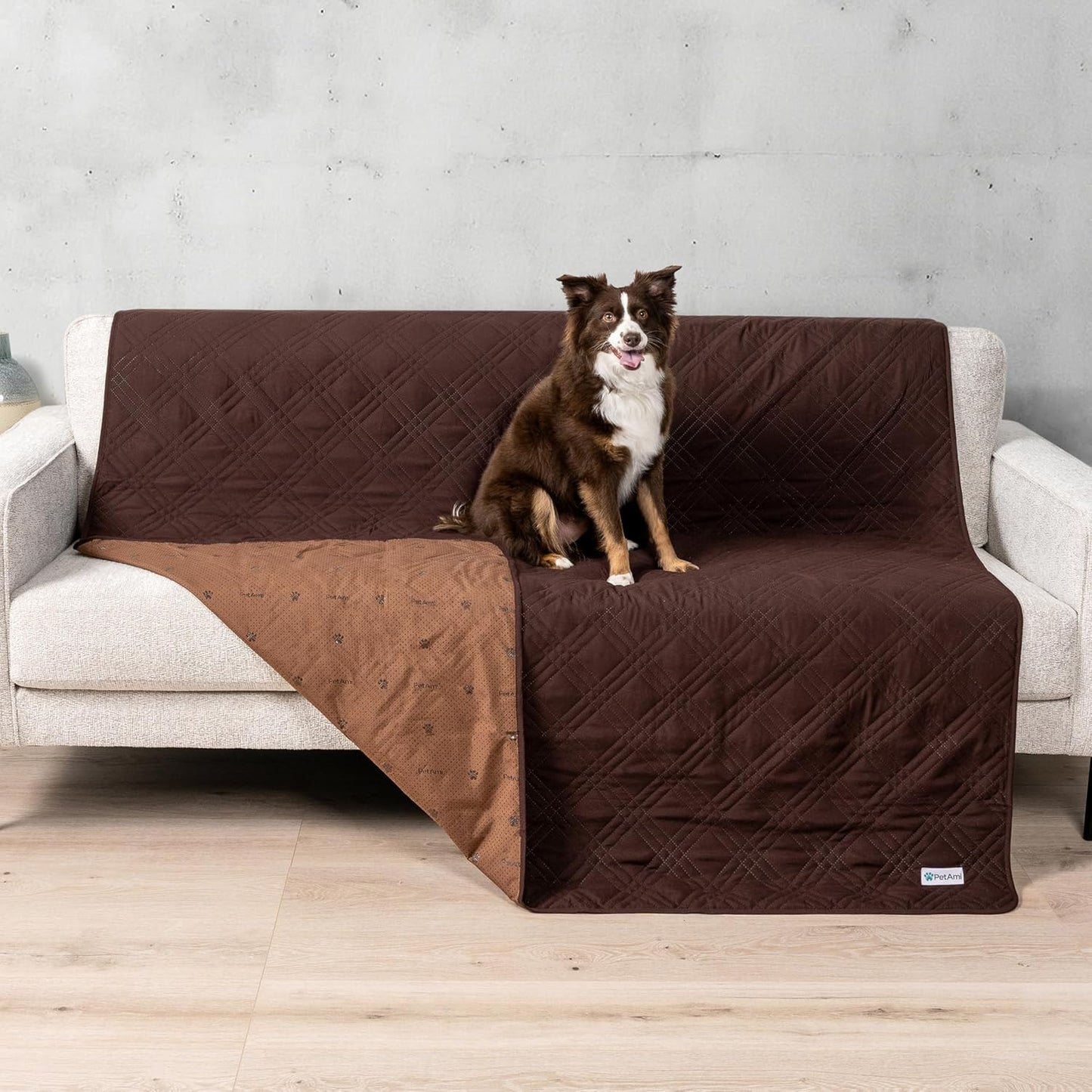 PetAmi Waterproof Couch Cover for Dogs, Reversible Furniture Cover Sofa Protector for Pet Cat Bed, Washable Blanket Dog Cover for Couch Seat, 52x82 Gray