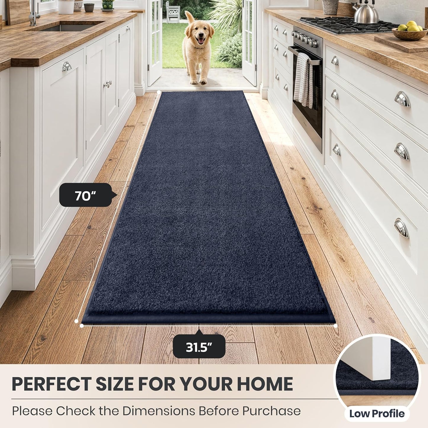 PURRUGS Dirt Trapping Door Mat 20" x 31.5", Non-Slip Machine Washable Entryway Rug, Dog Doormat, Indoor Front Door Mat, Super Absorbent Entry Rug for Muddy Shoes & Paws, Bluish Grey-Black