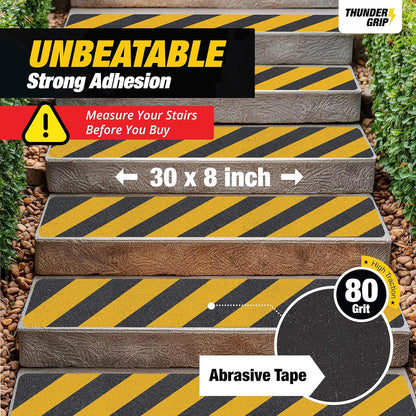 THUNDER GRIP Glow in the Dark 30" x 6"-12-Pack Weather Resistant Outdoor Stair Treads 80-Grit