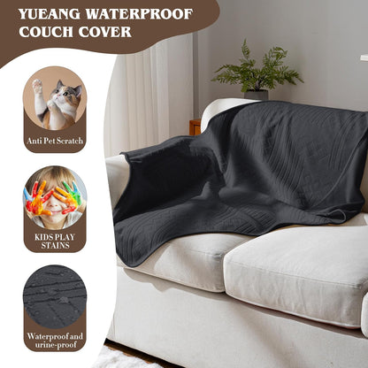 Waterproof Couch Cover, Reversible, Pet-Friendly, Washable and Anti-Slip Couch Covers for Sofa Protection with 3 Cushions, Sofa Slipcovers for Dogs and Cats (71×118in/Brown)