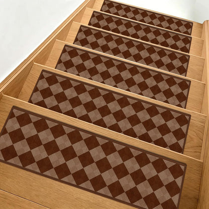 Non-Slip Stair Treads for Wooden Steps 15pcs,8"x30" Stair Carpet Treads for Indoor Use,Peel and Stick Stair Runners,Washable Reusable Adhesive Backing,Pet-Friendly Stair Capet for Kids,Elders,Dogs