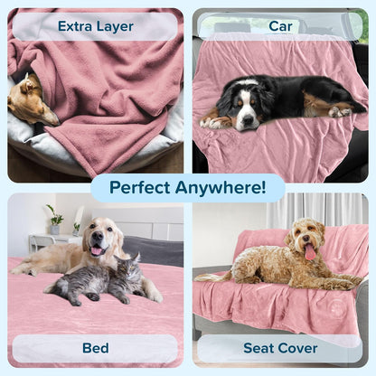 Waterproof Pet Blanket - 50x60-Inch Reversible Sherpa Fleece Throw Protects Couches, Cars, and Beds from Spills, Stains, and Fur by PETMAKER (Gray)