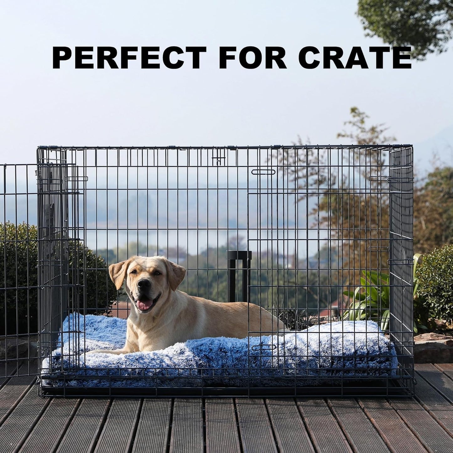 Bedfolks Waterproof Dog Crate Bed, Plush With Removable Washable Cover, Faux Fur Crate Pad for Medium Dogs, Fluffy Kennel 29"x21", Dark Grey