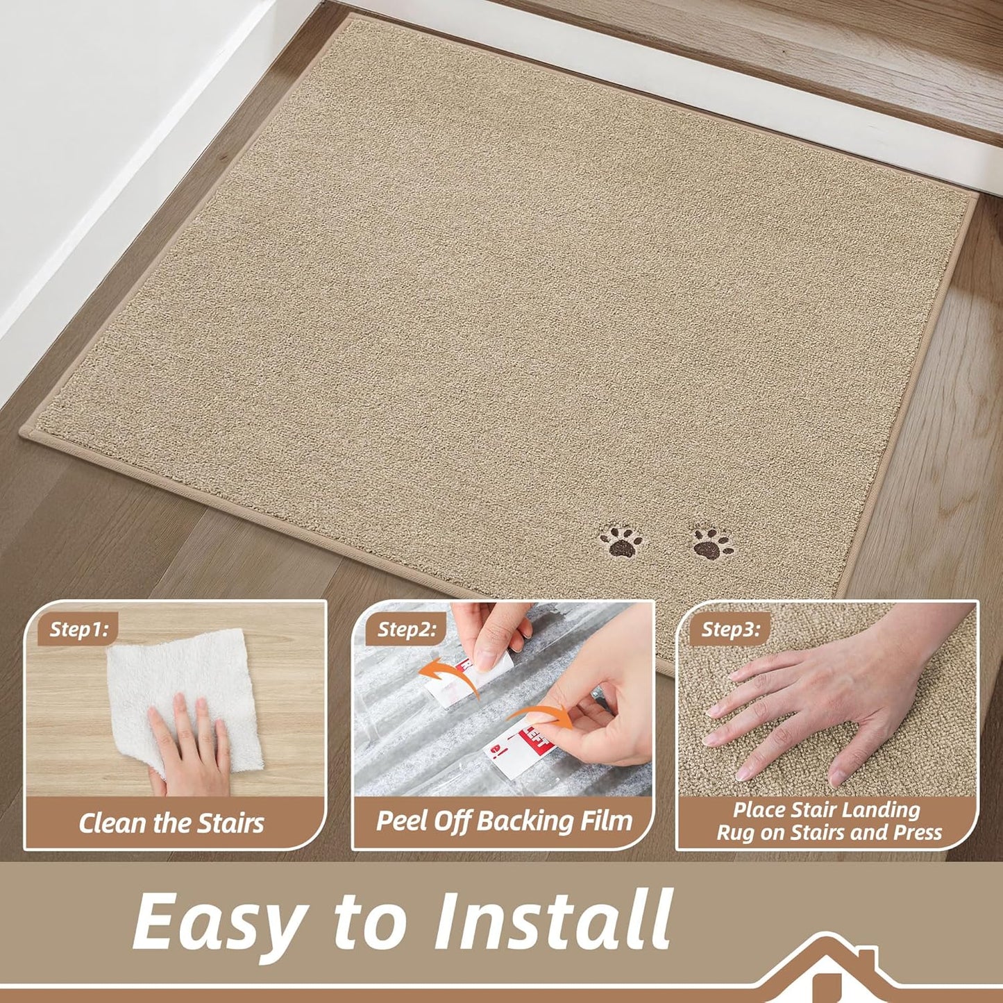 BEQHAUSE Stair Treads for Wooden Steps 28inX9in, Non Slip Carpet Stair Treads Indoor Stair Runners Machine Washable, Soft Stair Rugs Mat Surface Polyester TPE Backing, 4pcs, Charcoal