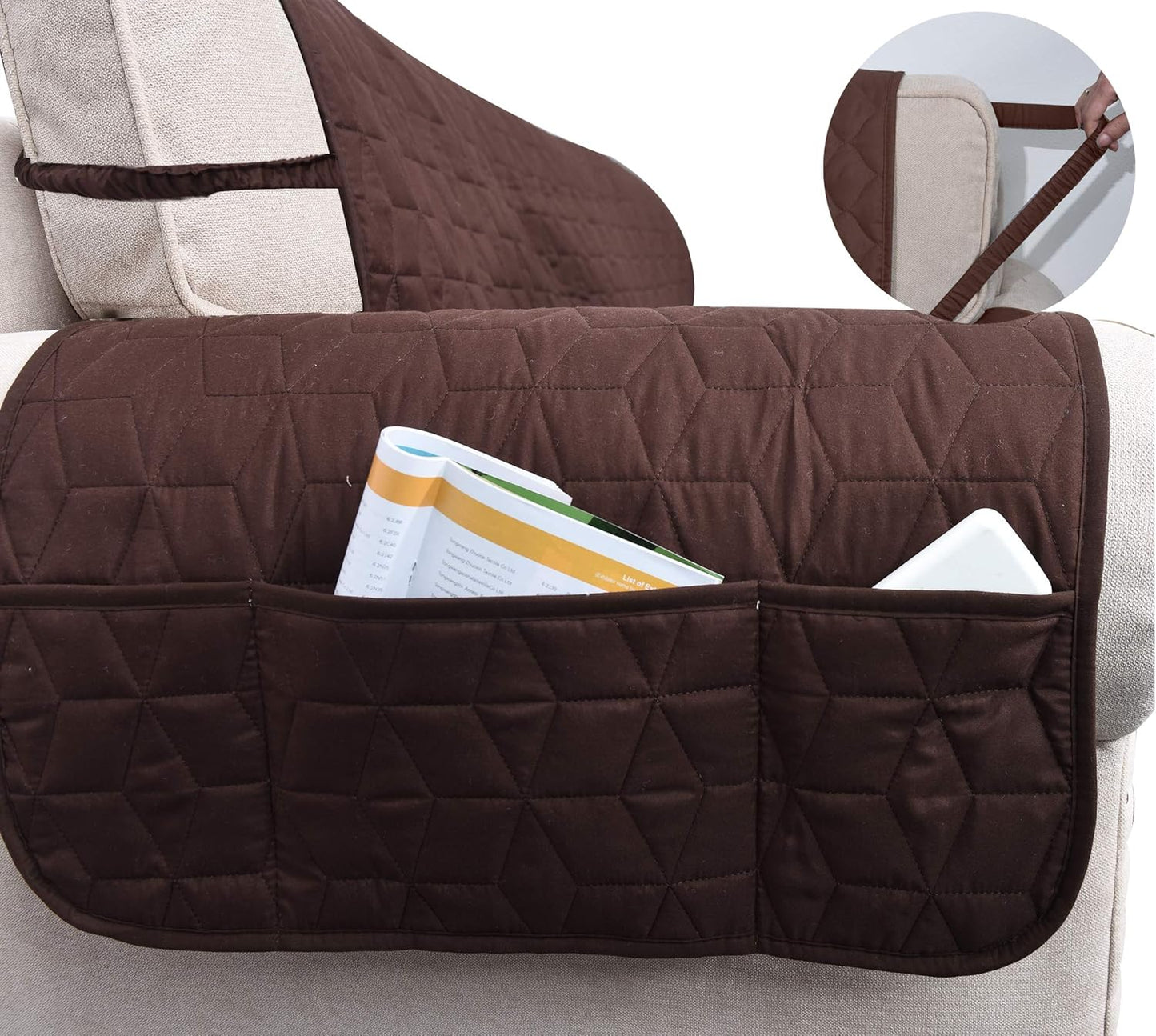 Ameritex Couch Sofa Slipcover 100% Waterproof Nonslip Quilted Furniture Protector for Dogs, Children, Pets, Machine Washable (Beige, 68")