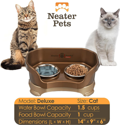 Neater Pet Brands Neater Feeder Deluxe Mess Proof Dog Bowls Elevated for Large Dogs Over 40 lbs, Made in USA, No Spill Raised Dog Food Bowl Stand Feeding Station, Food and Water Bowl Set, Black