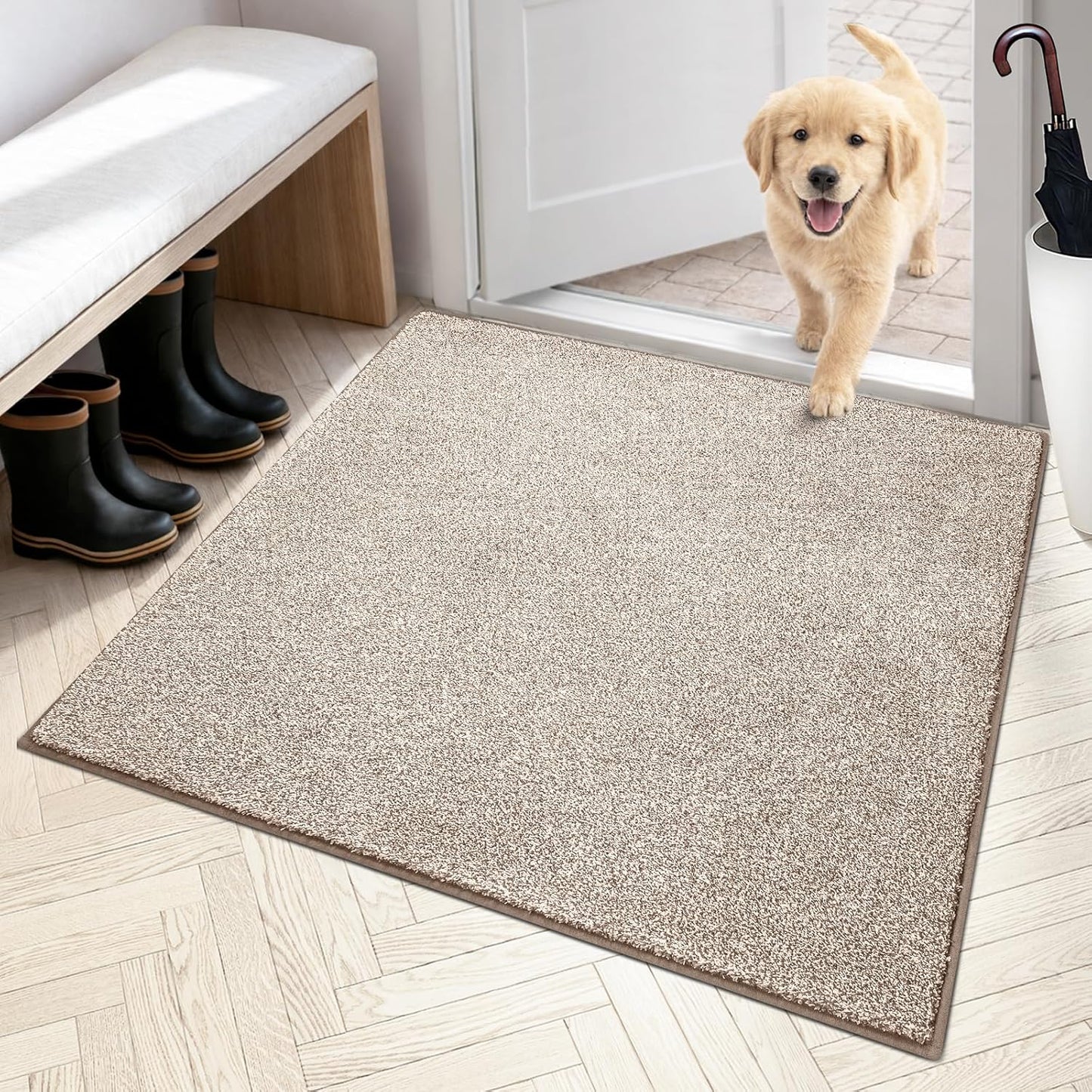 PURRUGS Dirt Trapping Door Mat 20" x 31.5", Non-Slip Machine Washable Entryway Rug, Dog Doormat, Indoor Front Door Mat, Super Absorbent Entry Rug for Muddy Shoes & Paws, Bluish Grey-Black