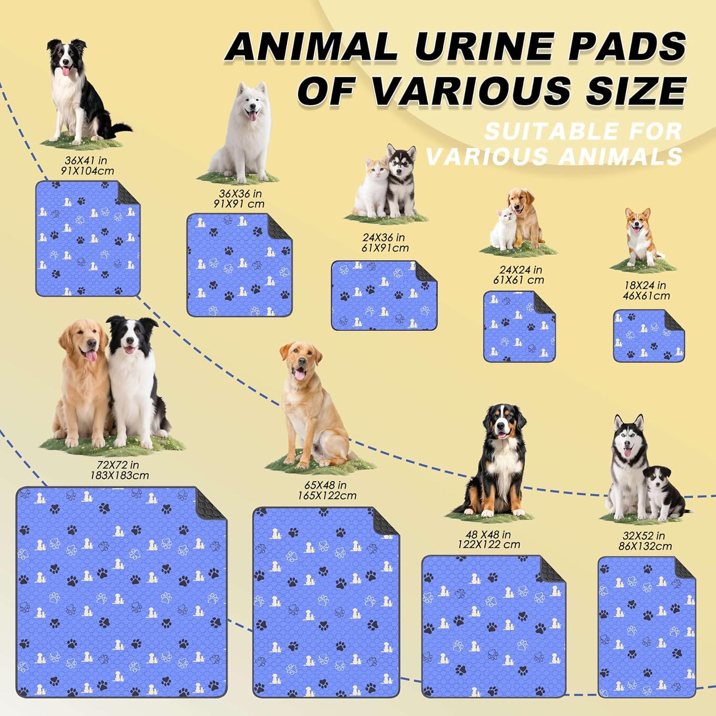 WanpeeGoo Washable Pee Pads for Dogs, 4 Pack Absorbent Reusable Training Dog Pads Pet Puppy Pads, Non-Slip Potty Pads for Whelping, Playpen, Crate, Bed, Grey 18"x24"