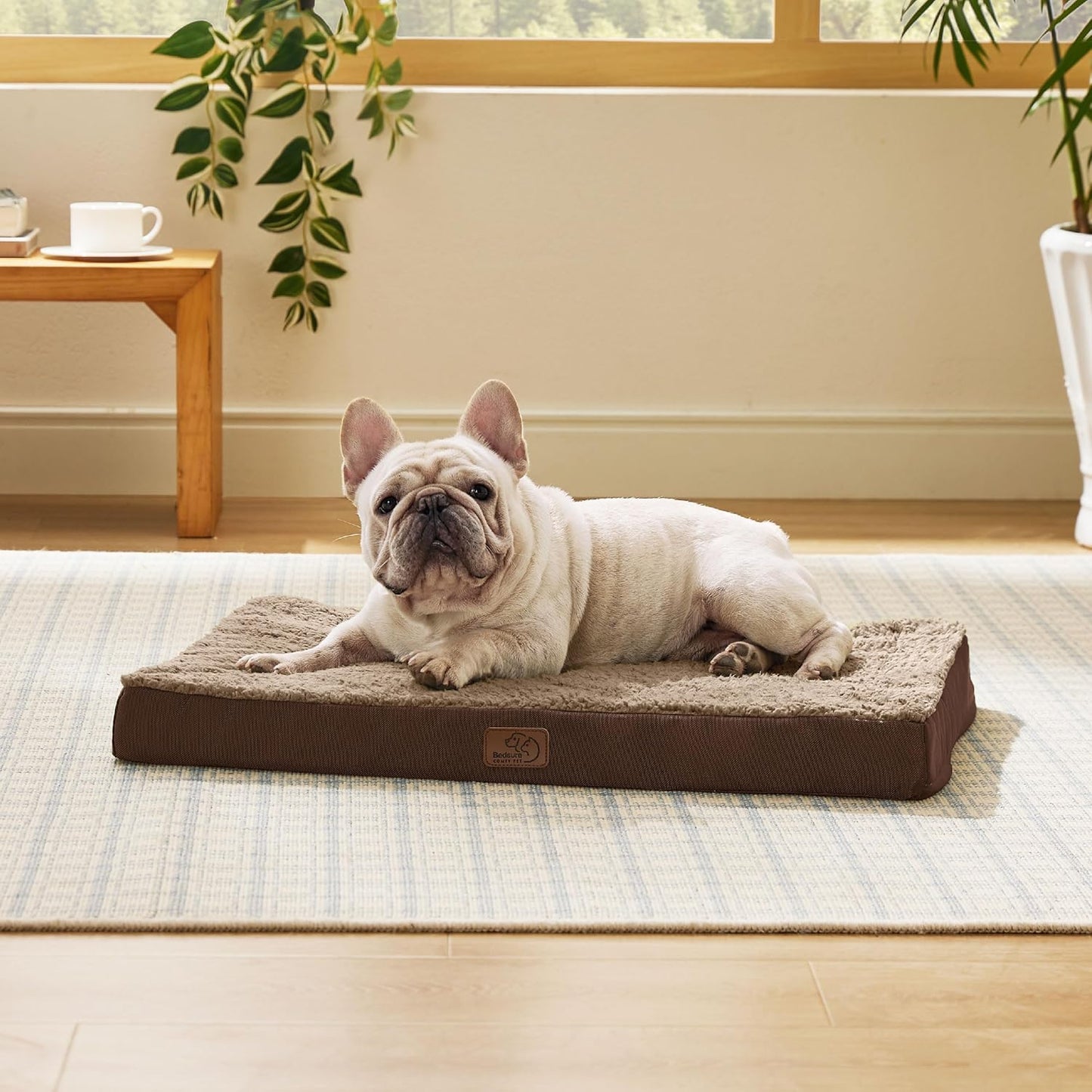 Bedsure Dog Beds Large Sized Dog - Comfy Flat Pet Beds with Removable Washable Cover, Orthopedic Egg Crate Foam Puppy Mat, Suitable for Pet Up to 65 lbs