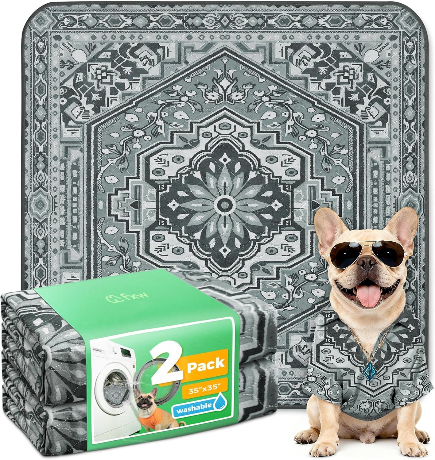 FXW Washable Pee Pads for Dogs, Puppy Pads with Super Absorbent, Specifically Designed for FXW Rollick/Homeplus 24inch 6 Panels Dog Playpen, 39" x 63" Rectangle, Khaki, 1 Pack