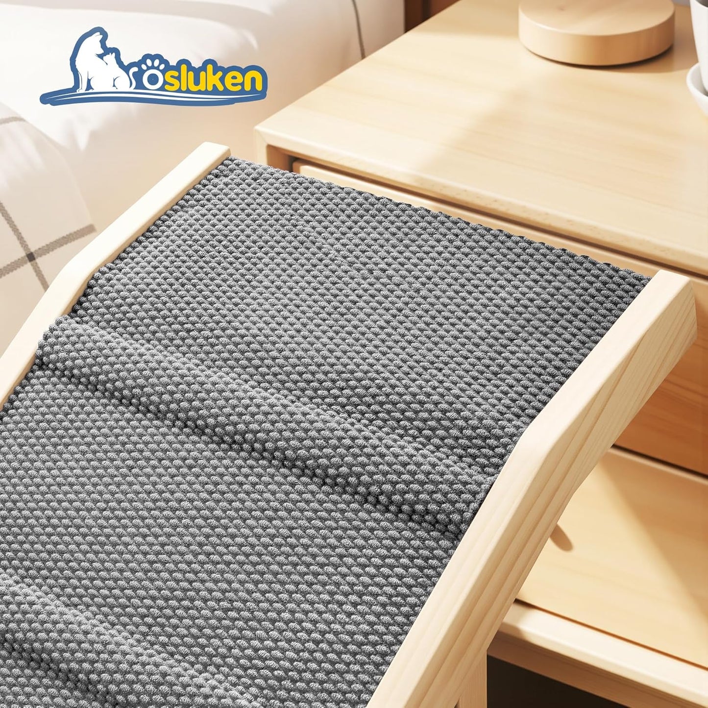 𝟐𝟎𝟐𝟔 𝐔𝐩𝐠𝐫𝐚𝐝𝐞𝐝 Dog Ramp for Bed, 64" Long Foldable Pet Ramp for Small Large Dogs, Dog Ramps for High Beds Car, High Traction with Platform 6 Adjustable Heights 24" to 30" Up to 220LBS Black