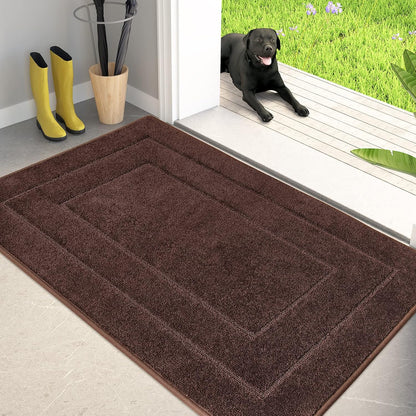 PURRUGS Dirt Trapping Door Mat 32" x 47", Non-Slip/Skid Machine Washable Entryway Rug, Dog Doormat, Super Absorbent Welcome Mat for Muddy Wet Shoes and Paws, Grayish Brown