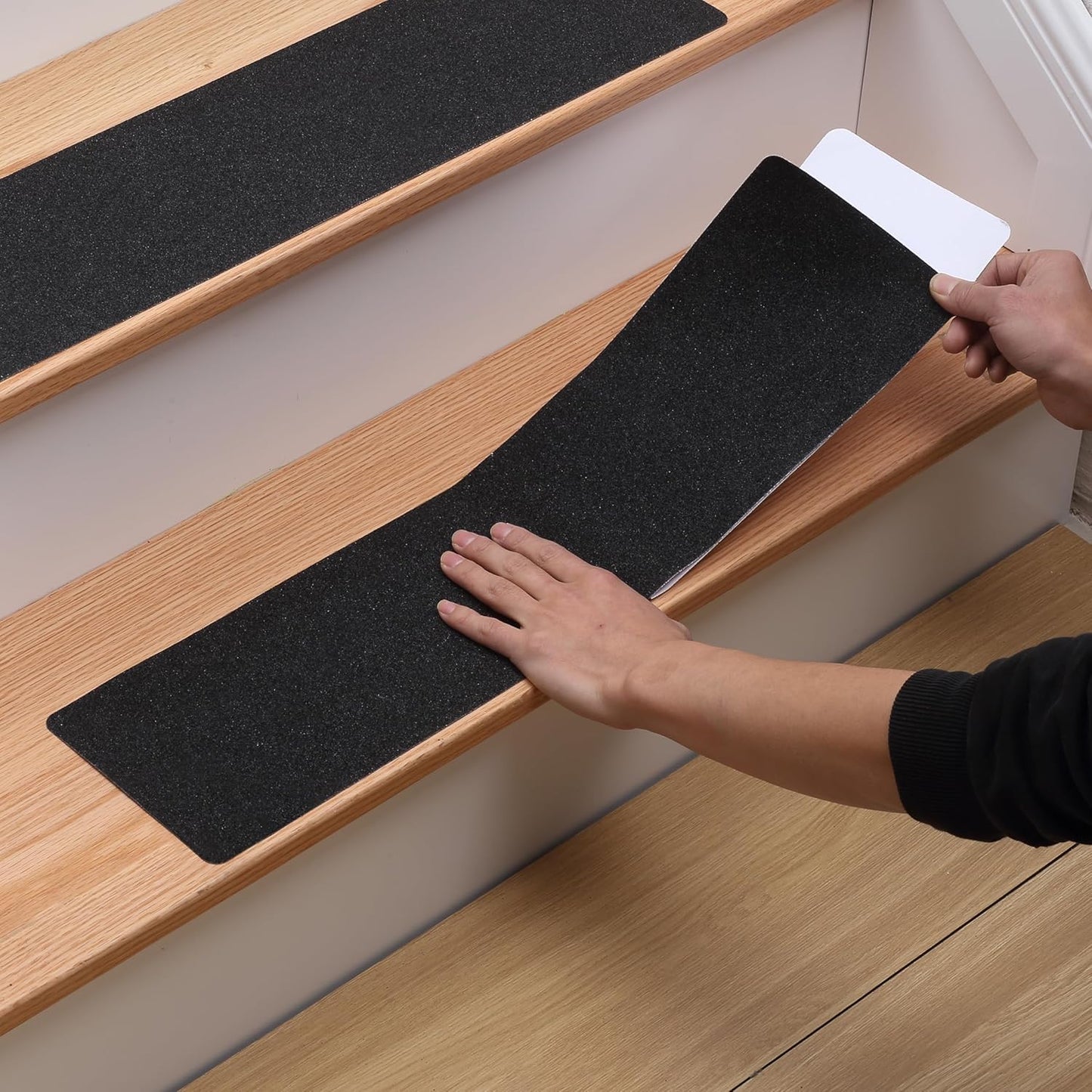 MBIGM 12-Pack Non-Slip Outdoor Stair Treads - Anti Slip 8" X 30" Grip Tape Adhesive Strips - Heavy Duty Traction for Steps, Staircase, Deck