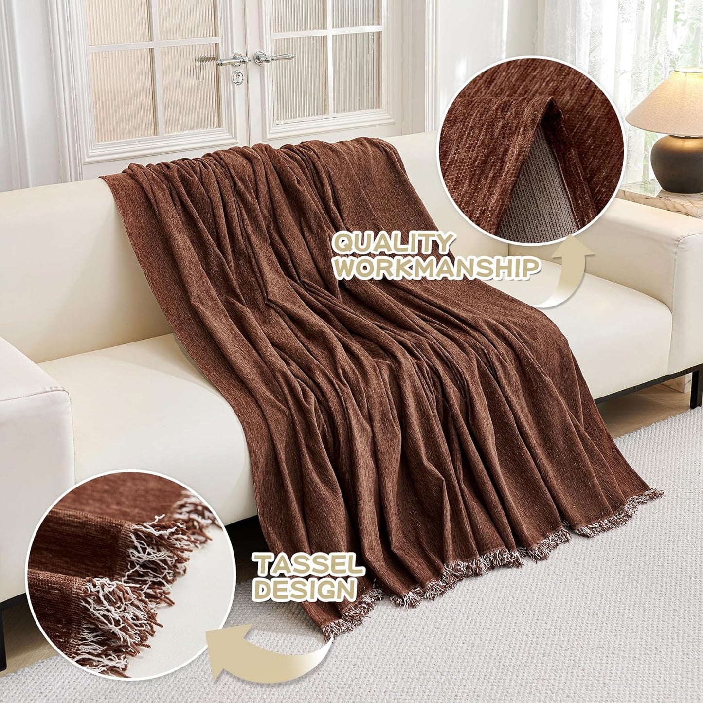 MYSKY HOME Couch Cover for Dogs, Washable Couch Covers, Non Slip Sofa Cover, Couch Cover 2 Cushion Sofa Dogs Furniture Protector with Tassels, Chenille Sofa Slipcover for Pets, 71"x118", Dark Grey