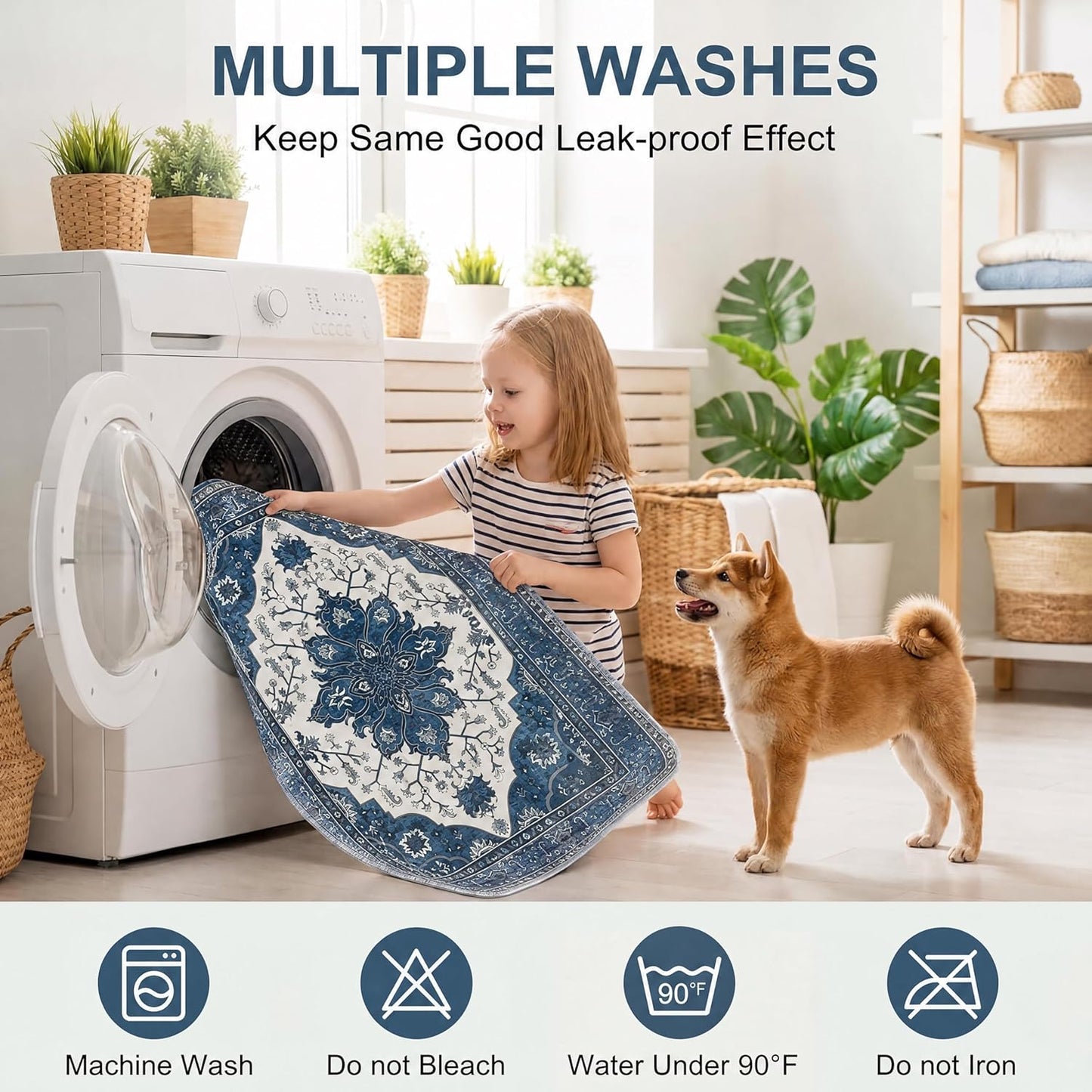 Washable Pee Pads for Dogs,Great Urine Absorbent Reusable Puppy Training Pads,Waterproof,Leak-Proof & Non-Slip Potty Pads for Whelping,Crate，Playpen，Bed.(Green Floral, 18" x24" )