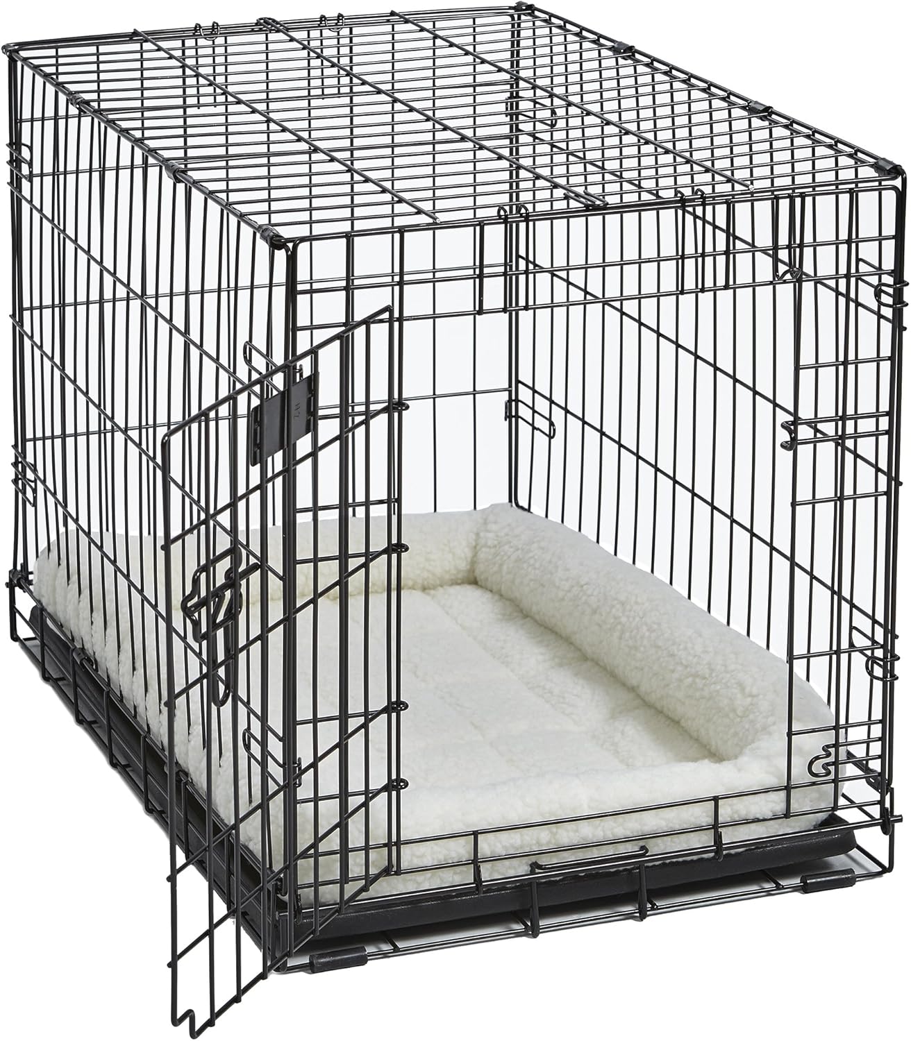 MidWest Homes for Pets QuietTime Dog Bed - White Fleece Bolster, Ultra-Soft and Machine Washable, Fits 24-Inch Crates and Carriers, for Small Breed Dogs