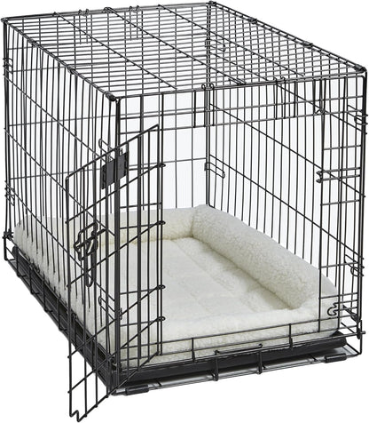 MidWest Homes for Pets QuietTime Dog Bed - White Fleece Bolster, Ultra-Soft and Machine Washable, Fits 24-Inch Crates and Carriers, for Small Breed Dogs