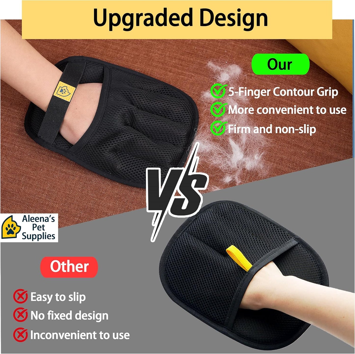 Pet Hair Remover Glove for Dogs & Cats – Grooming Glove, Reusable Fur Removal Tool for Furniture, Couch, Carpet & Car – Easy Pet Hair Cleaning Mitt, (1Pcs Black)