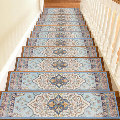 Non Slip Stair Treads for Wooden Steps Indoor, Dark Grey, 15pcs, 30"X8", Soft Carpet Mat, Machine Washable Boho Carpet Treads with Reusable Adhesive Backing, Safety Stair Tread for Dogs, Kids, Elders