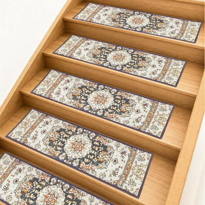 9" x 30" Extra Wide Stair Treads for Wooden Steps (15 Pack) - Non Slip Indoor Carpet Stair Runners for Dogs & Seniors - Ergonomic Anti-Slip Rugs for Hardwood, Peel & Stick, Washable, Brown