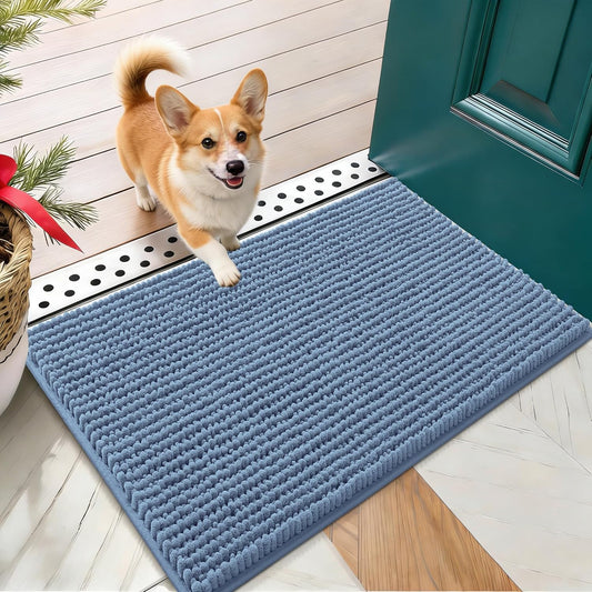 OLANLY Dog Door Mat for Muddy Paws 30x20, Ultra Absorbent Chenille Mud Doormat, Non-Slip Washable and Dirt Trapping Doormat for Indoor Entryway, Quick-Dry Indoor Pet Bed Mats for Dogs, Grey - Colors A
