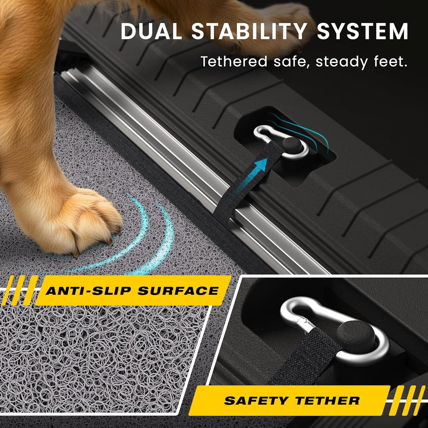 Portable Dog Ramp for Car – Foldable Dog Car Ramp for Truck, SUV, High Bed & Sofa with Anti-Slip Feet & Traction Carpet – Small to Large Breeds (63" Long & 17" Wide)