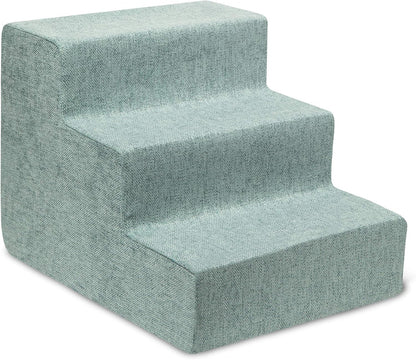 Best Pet Supplies Dog Stairs & Steps - Foam Steps for Small Dogs & Cats, Non-Slip Indoor Balanced Pet Step Support, Dog Ramp, No Assembly, Ash Gray Linen, 2-Step (12-inch Height)