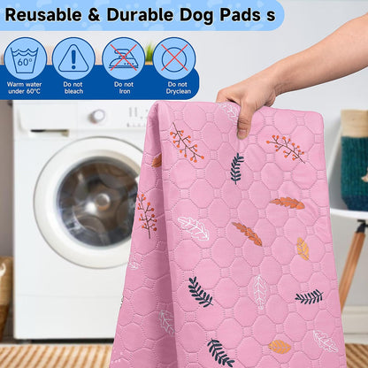 Sunheir Washable Pee Pads for Dogs Large 48" x 48" 2-Pack Reusable Puppy Pads Pet Training Pads, Absorb Dog Mats, Whelping Pad, Non-Slip Protects Against Urine Leakage (Leaves - Deep Grey, 48x48)
