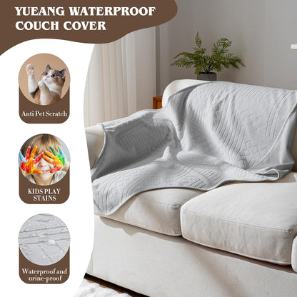 Waterproof Couch Cover, Reversible, Pet-Friendly, Washable and Anti-Slip Couch Covers for Sofa Protection with 3 Cushions, Sofa Slipcovers for Dogs and Cats (71×118in/Brown)