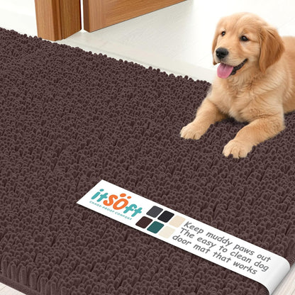 Dog Rugs for Muddy Paws 22x14 | Cleaner Mud Free Floors | Muddy Dogs Mats for Indoor, Dog Mat for Muddy Paws Door Mat Washable, Absorbent Chenille Mud Rug Paw Matt w/ Non Slip Backing, Charcoal Grey