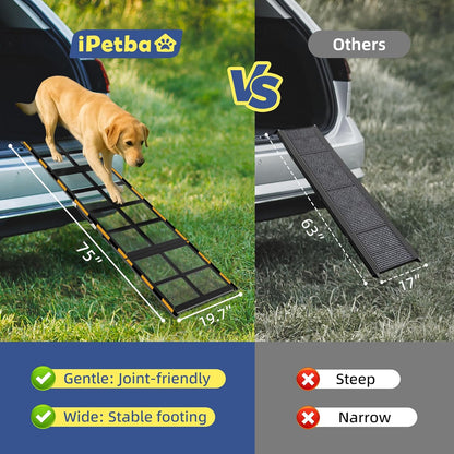 Dog Ramp for Bed & Couch for Small & Medium Dogs - Joint-Friendly, Anti-Slip, Adjustable, Odor-Free, Up to 70 lbs