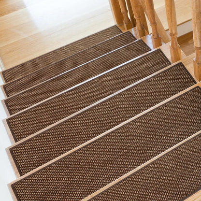 SMILOOL Stair Treads Non Slip for Wooden Steps Indoor 9" x 36" 15 Pack Extra Wide Stair Tread Carpet Stairs Runner, Step Pads with Reusable Adhesive for Dogs Kids Elders, Machine Washable, Beige