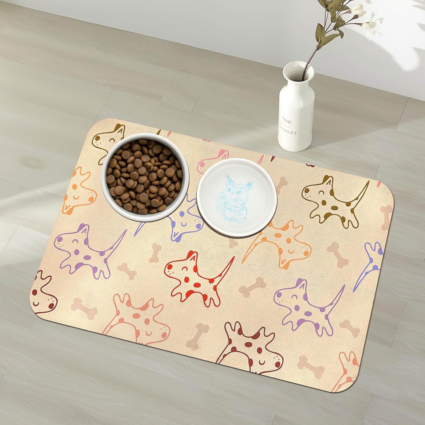Pet Feeding Mat for Floors Waterproof Dog Mat for Food and Water Absorbent Quick Dry Non Slip mat for Cat Bowls