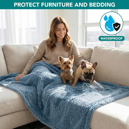PetAmi Fluffy Waterproof Dog Blanket for Couch and Bed, Reversible Sherpa Pet Throw, Pee Proof Furniture Protector Sofa Cover, Washable Cat Blanket for Medium Large Dogs and Cats (Beige Cream, 60x80)