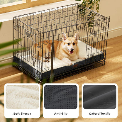 Bedsure Dog Beds Large Sized Dog - Comfy Flat Pet Beds with Removable Washable Cover, Orthopedic Egg Crate Foam Puppy Mat, Suitable for Pet Up to 65 lbs