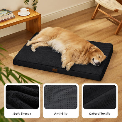 Bedsure Dog Beds Large Sized Dog - Comfy Flat Pet Beds with Removable Washable Cover, Orthopedic Egg Crate Foam Puppy Mat, Suitable for Pet Up to 65 lbs