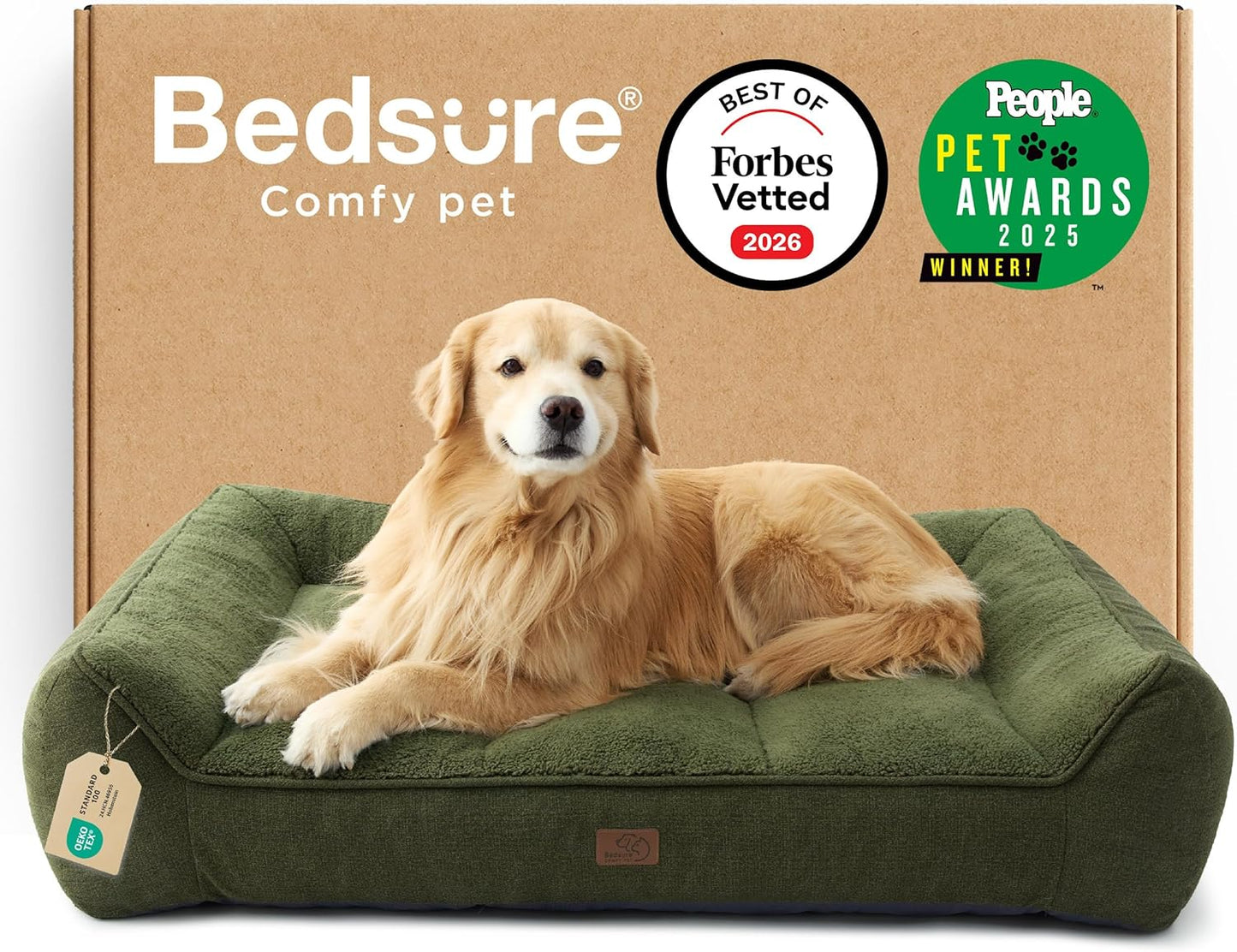 Bedsure SupportMax™ XL Pro Orthopedic Dog Beds Large Sized Dog - Extra Thick Supportive Dogs Couch with Waterproof Washable Cover, Extra Large Comfort Pet Sofa with Sherpa & Nonskid Bottom, Grey, 45"