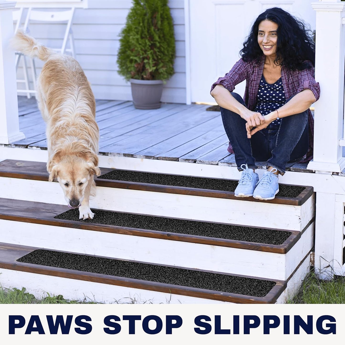 Clear Non Slip Stair Treads for Wooden Steps Indoor 30"x6" – 15-Pack Peel Stick Stair Treads – Self Adhesive Transparent Step Covers – Stair Grip Tape for Dogs, Kids – by STEPCORE