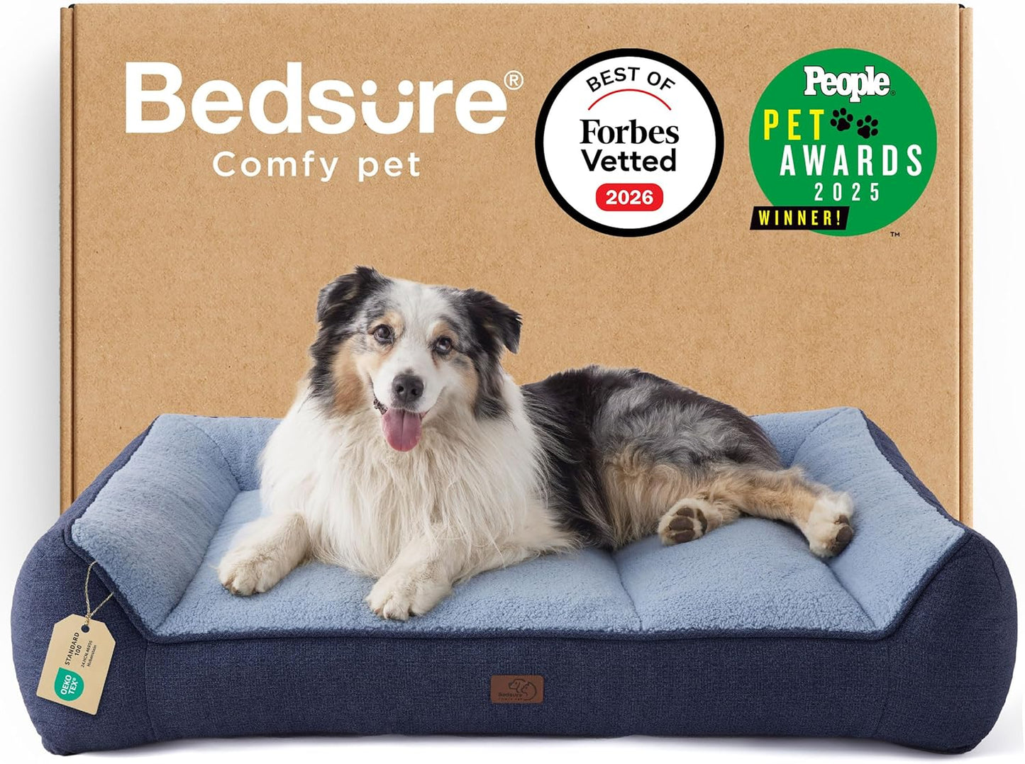 Bedsure SupportMax™ XL Pro Orthopedic Dog Beds Large Sized Dog - Extra Thick Supportive Dogs Couch with Waterproof Washable Cover, Extra Large Comfort Pet Sofa with Sherpa & Nonskid Bottom, Grey, 45"