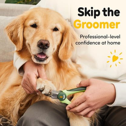 LED Dog Nail Clippers with Light, Trimmers with Protective Guard, Quick Sensor, Safety Lock and Nail File - Suitable for Large and Small Dogs & Cats (Yellow, LED)