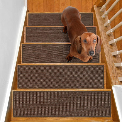 SMILOOL Stair Treads Non Slip for Wooden Steps Indoor 10" x 36" 4 Pack Extra Wide Stair Tread Carpet Stairs Runner, Step Pads with Reusable Adhesive for Dogs Kids Elders, Machine Washable, Beige
